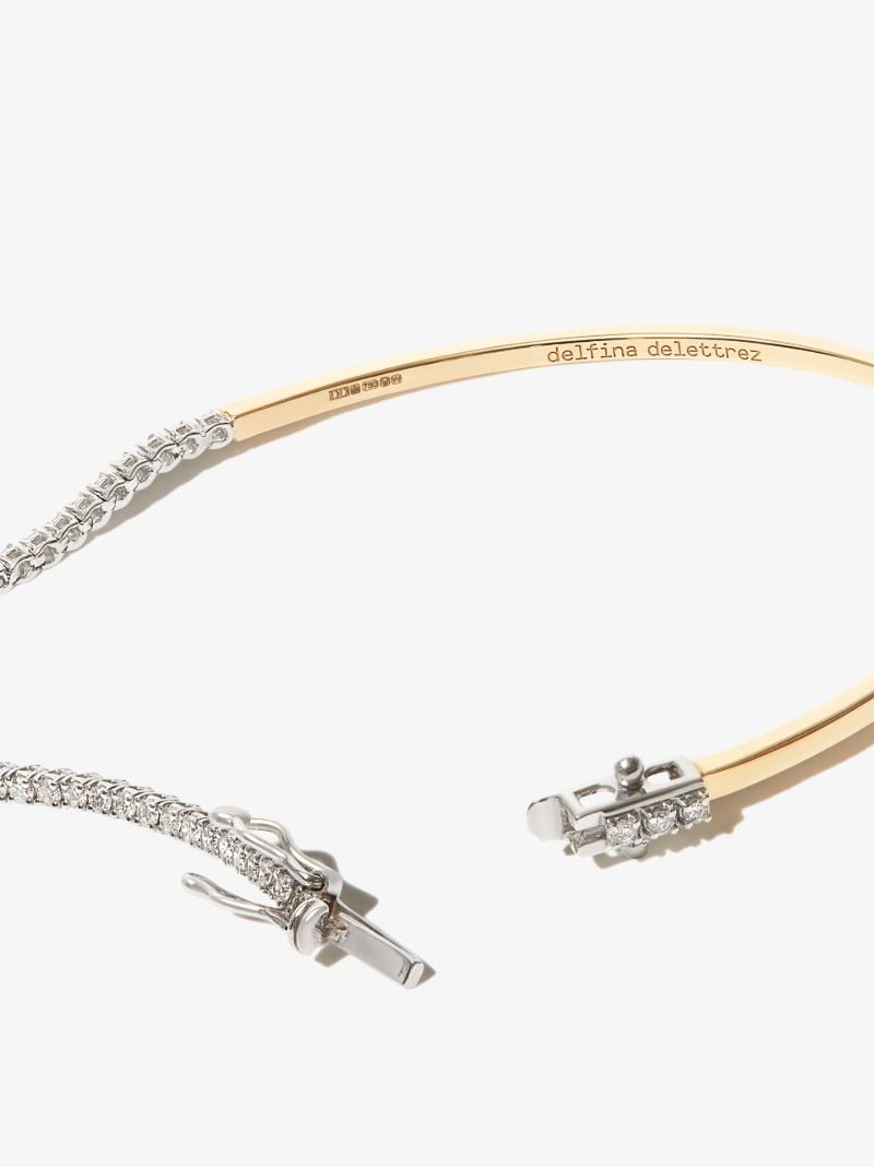 18k Yellow and White Gold 1987 Half Tennis Diamond Bracelet