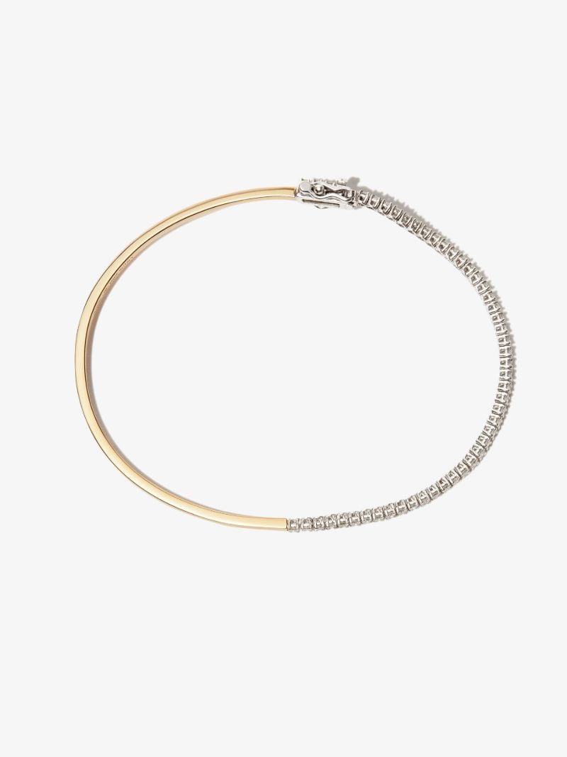18k Yellow and White Gold 1987 Half Tennis Diamond Bracelet