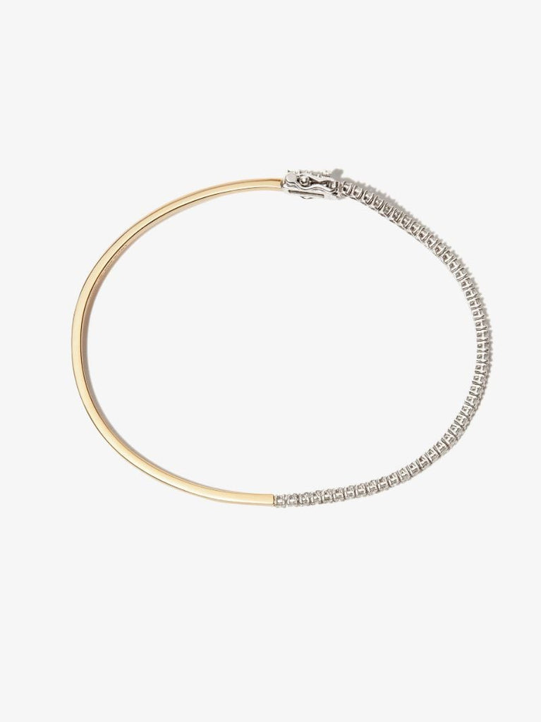 18k Yellow and White Gold 1987 Half Tennis Diamond Bracelet