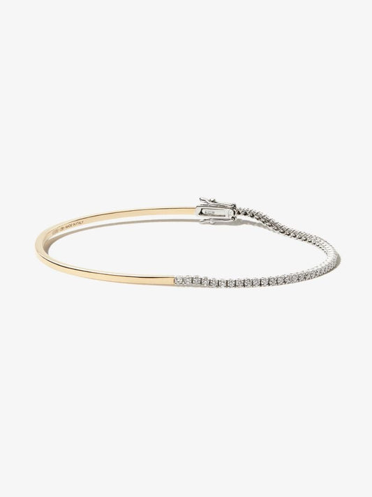 18k Yellow and White Gold 1987 Half Tennis Diamond Bracelet