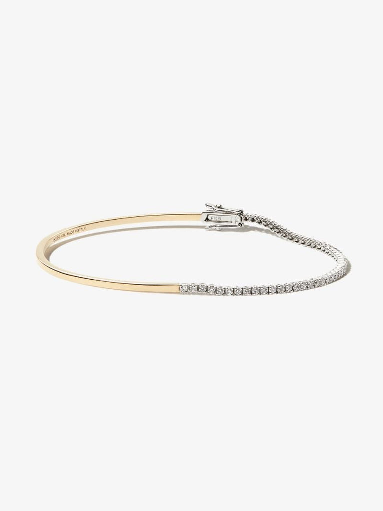 18k Yellow and White Gold 1987 Half Tennis Diamond Bracelet