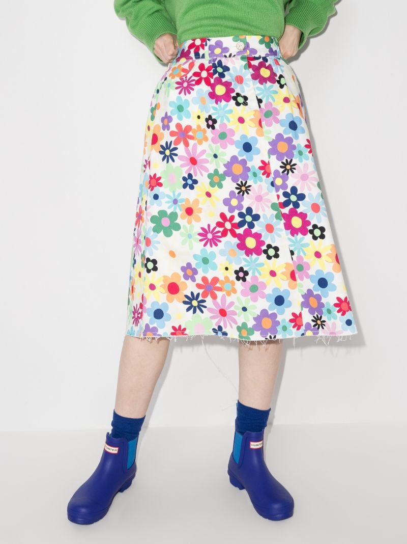 Tulum Floral Denim Midi Skirt
