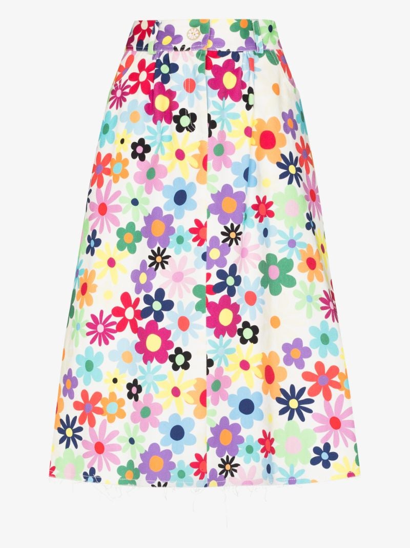 Tulum Floral Denim Midi Skirt