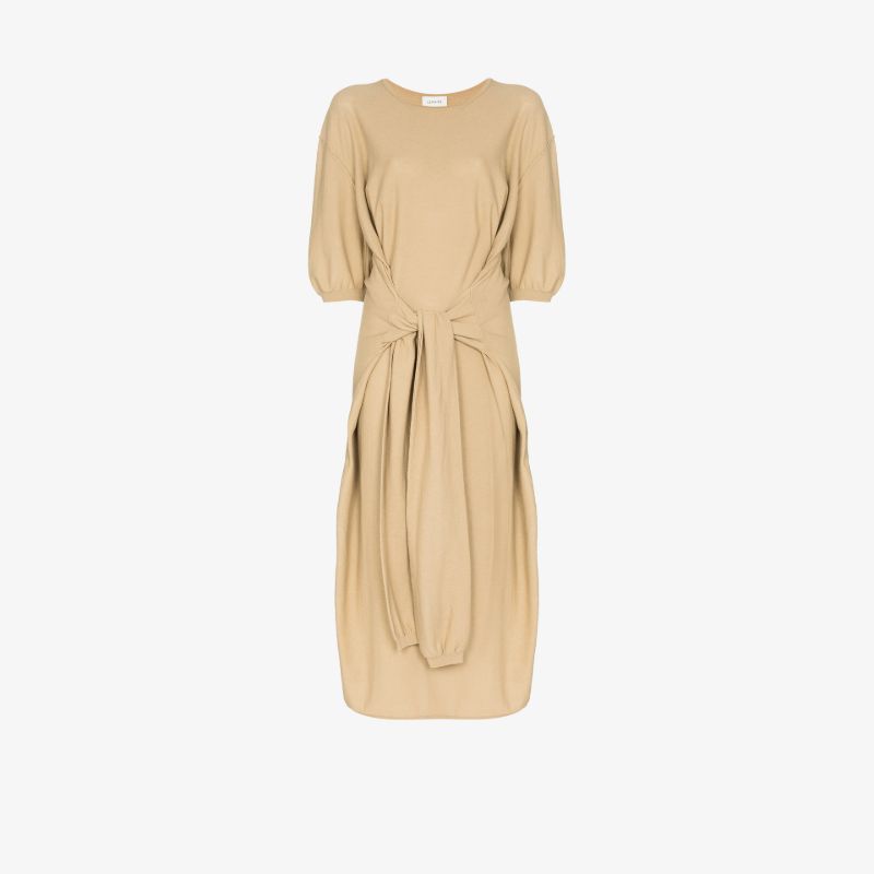 Wrap Front Cotton Midi Dress