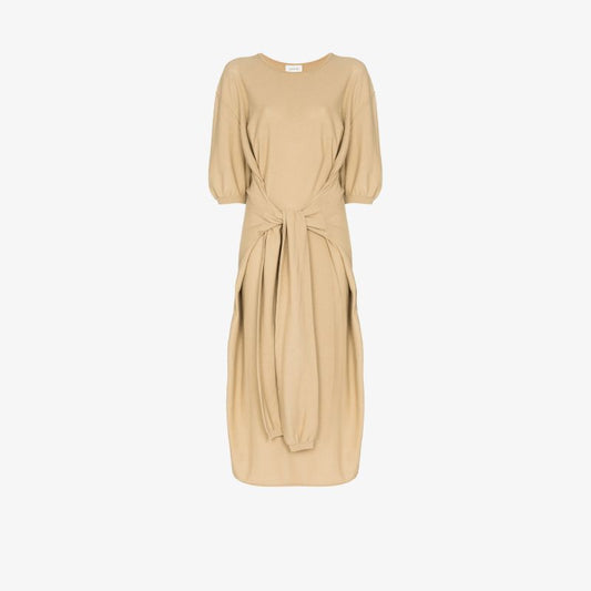 Wrap Front Cotton Midi Dress