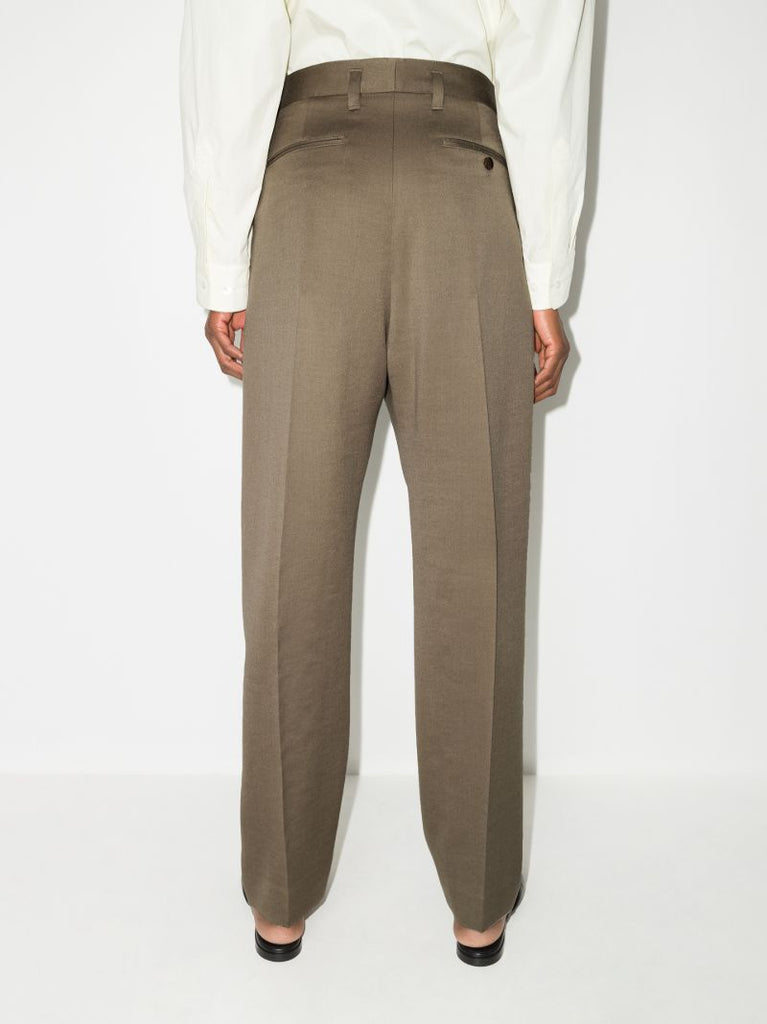 Brown Straight-leg Wool Trousers