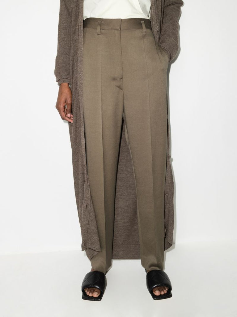 Brown Straight-leg Wool Trousers