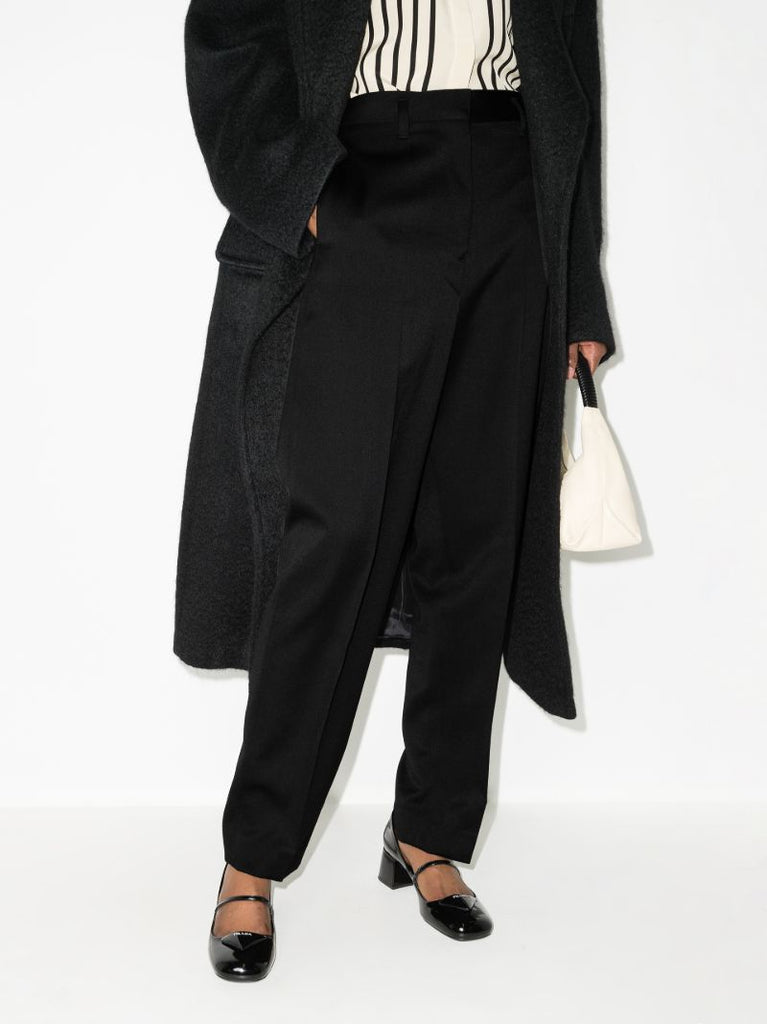 Black Straight-leg Wool Trousers