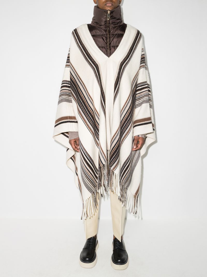 Panelled Striped Poncho