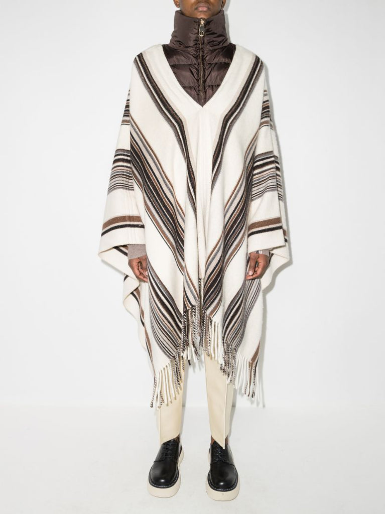 Panelled Striped Poncho