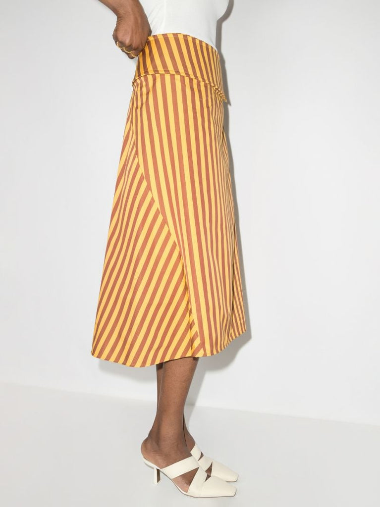 Striped Cotton Midi Skirt
