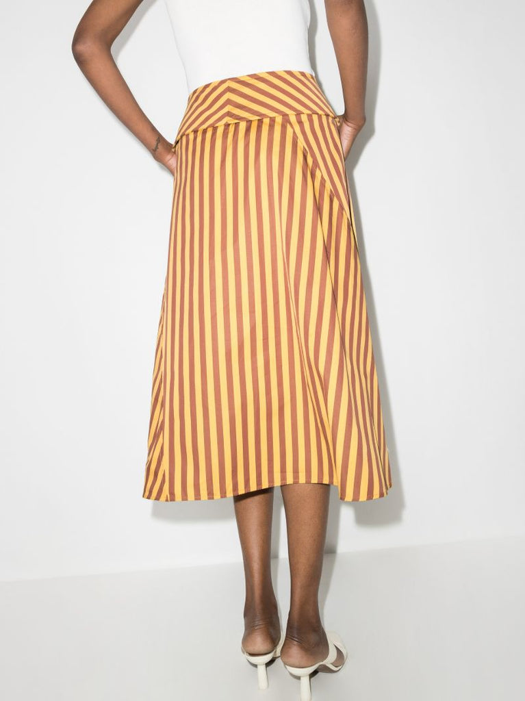 Striped Cotton Midi Skirt