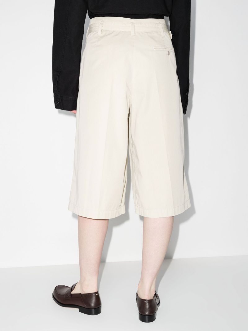 Neutral Belted Cotton Shorts