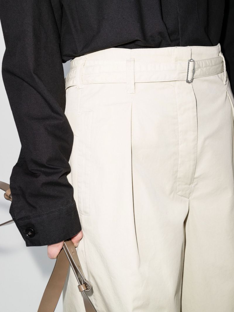Neutral Belted Cotton Shorts