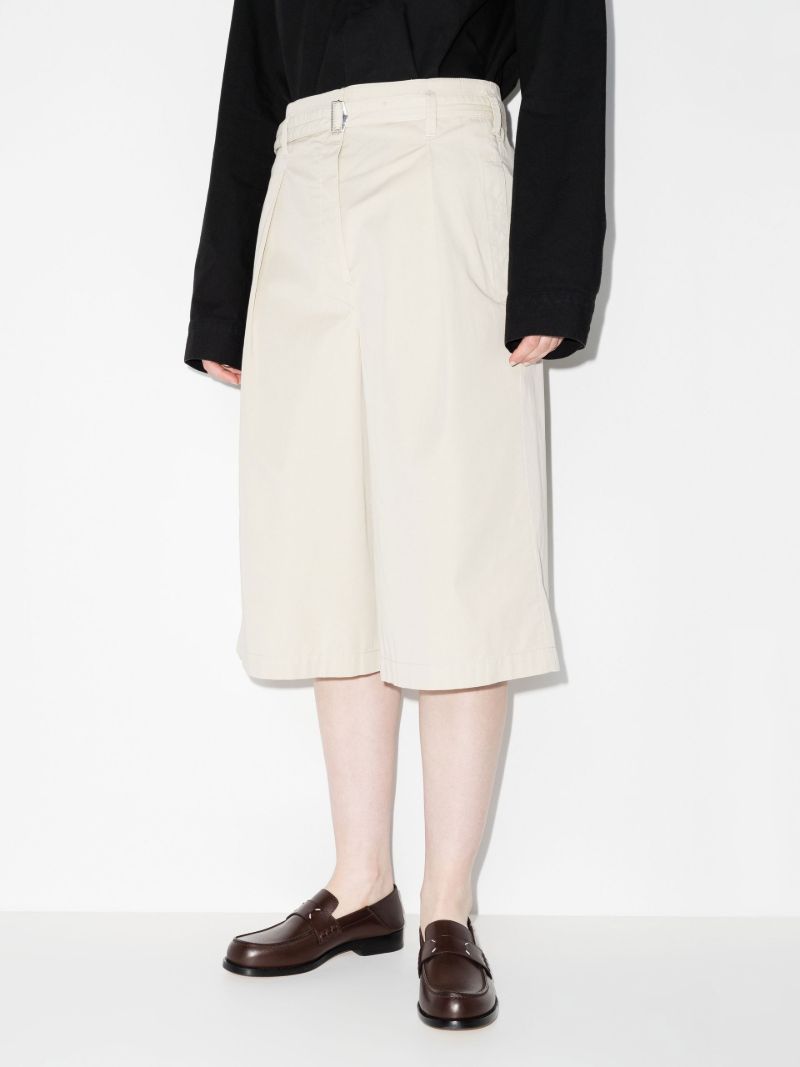 Neutral Belted Cotton Shorts