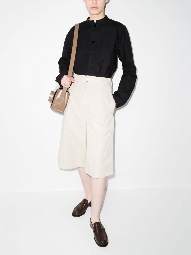 Neutral Belted Cotton Shorts