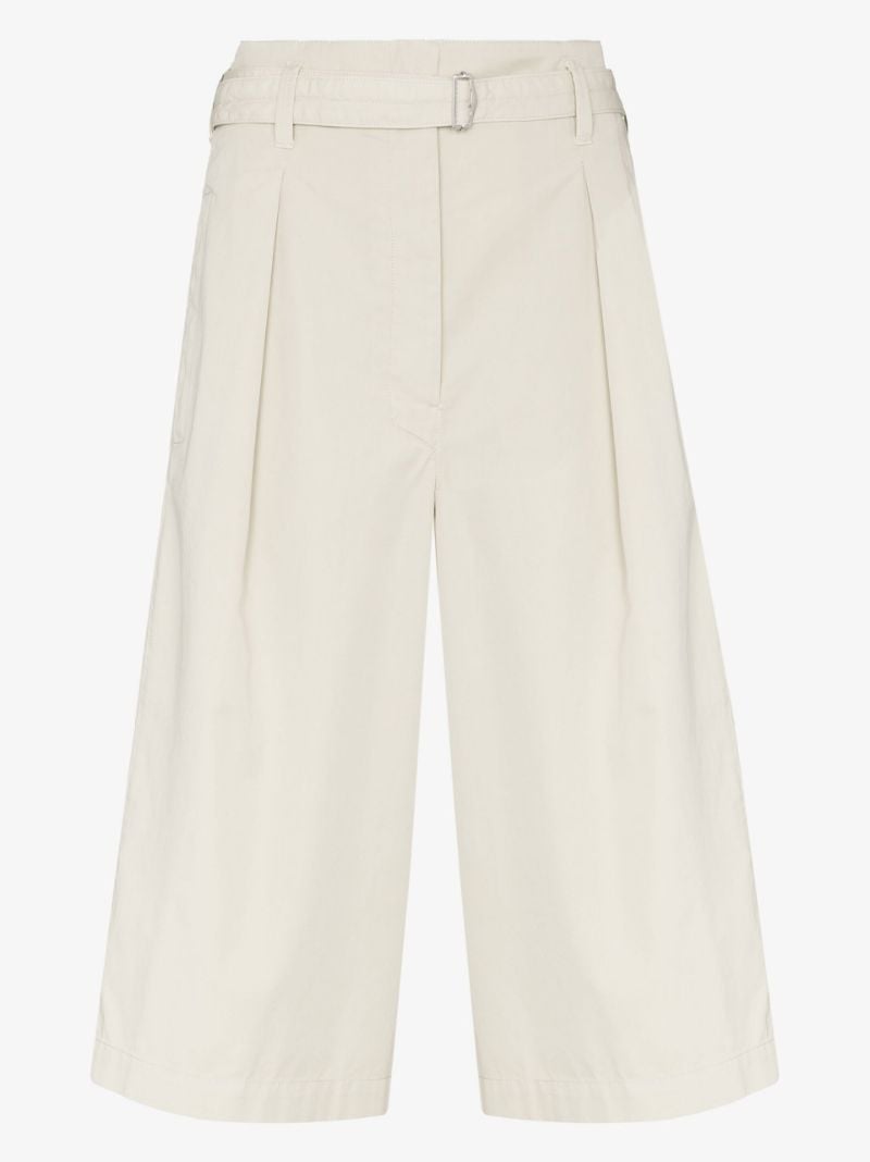 Neutral Belted Cotton Shorts