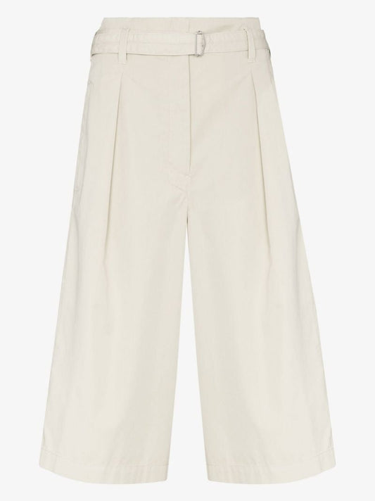 Neutral Belted Cotton Shorts