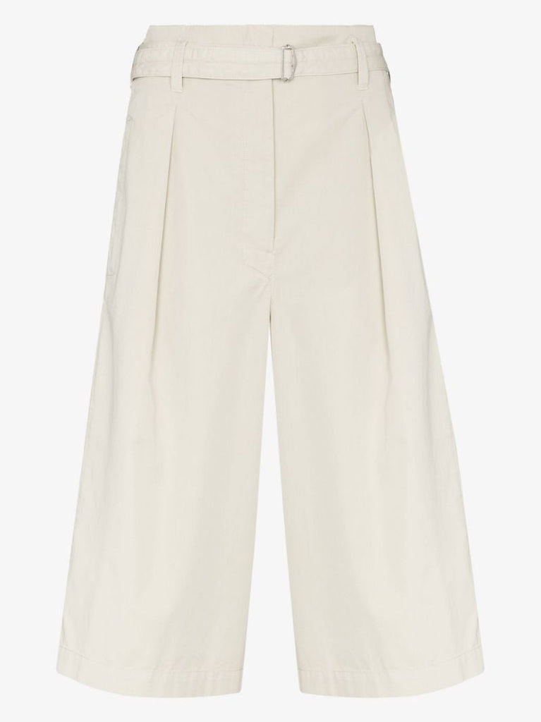 Neutral Belted Cotton Shorts