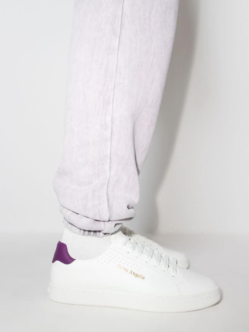 White and Purple Palm One Leather Sneakers
