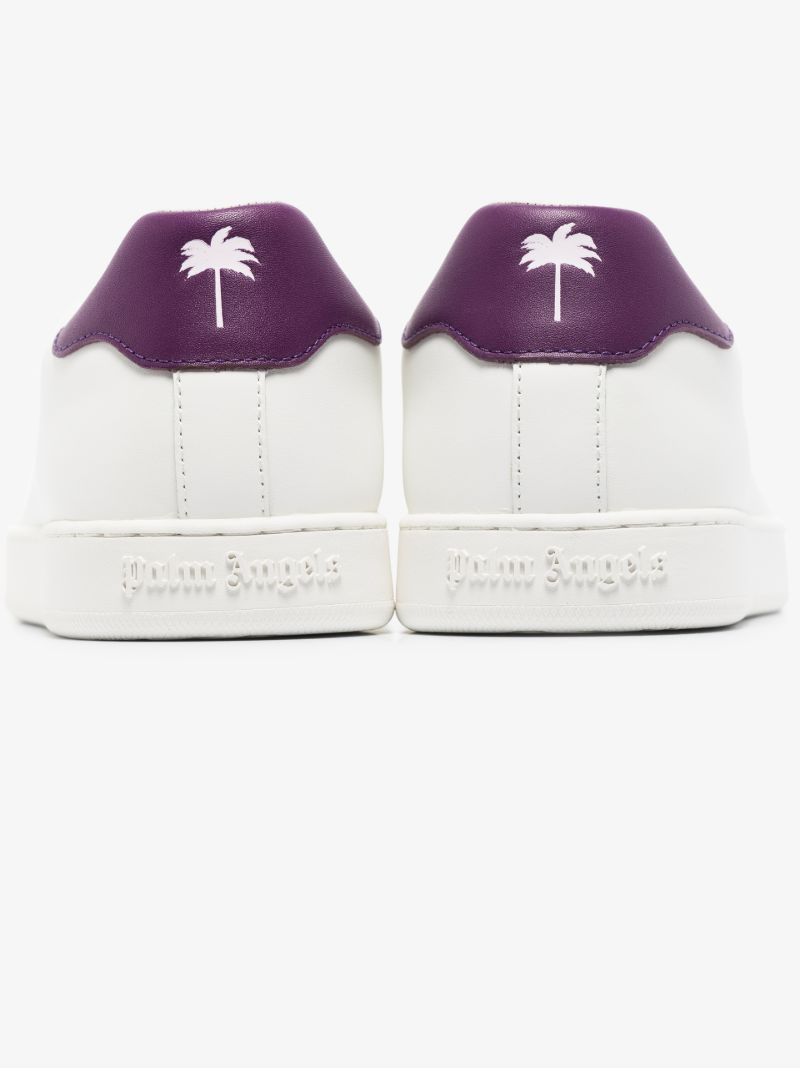 White and Purple Palm One Leather Sneakers