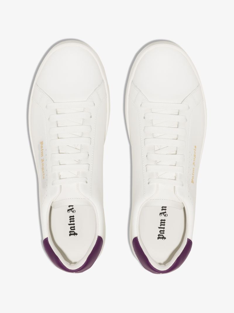 White and Purple Palm One Leather Sneakers