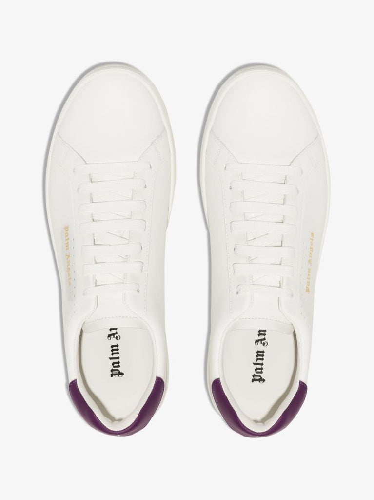 White and Purple Palm One Leather Sneakers