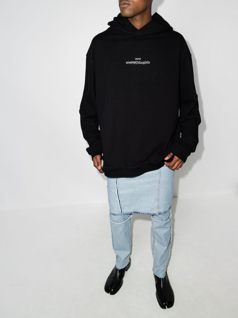 Black Upside Down Logo Hoodie