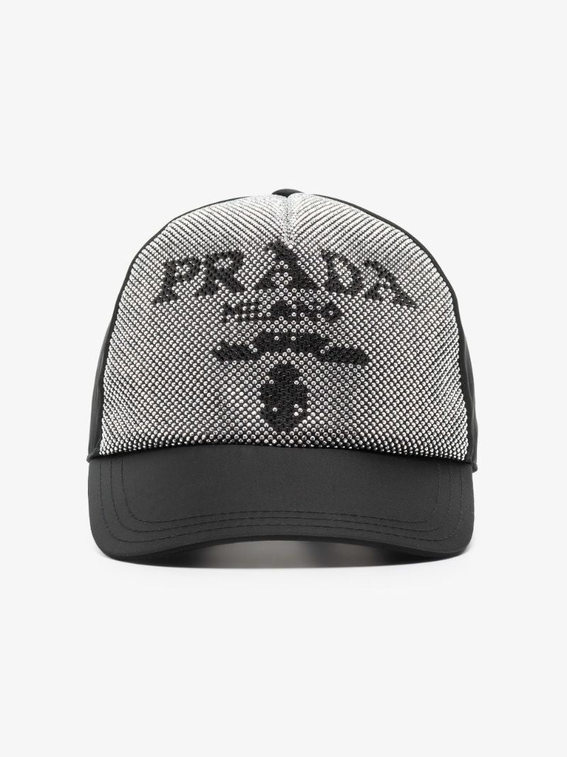 Black Re-nylon Logo Studded Baseball Cap