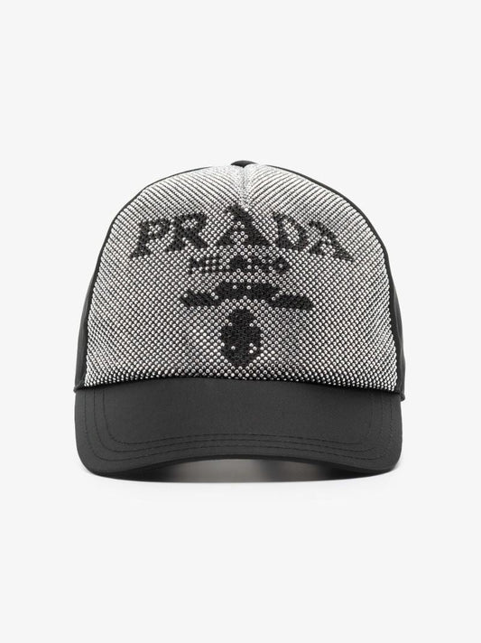 Black Re-nylon Logo Studded Baseball Cap