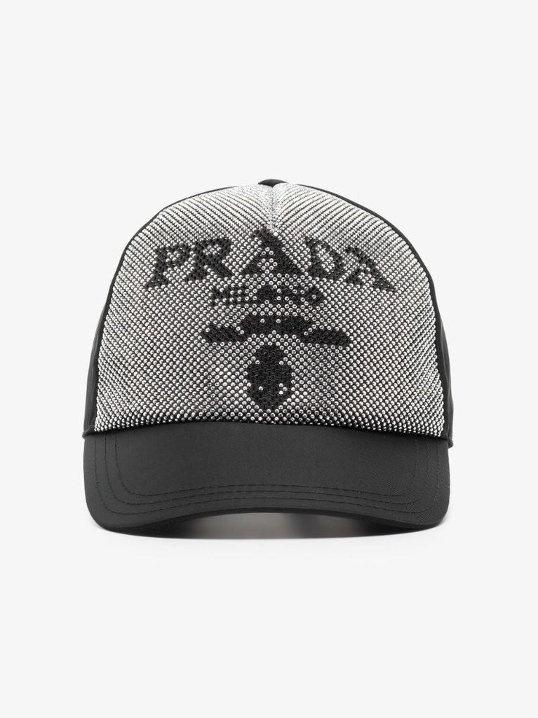 Black Re-nylon Logo Studded Baseball Cap