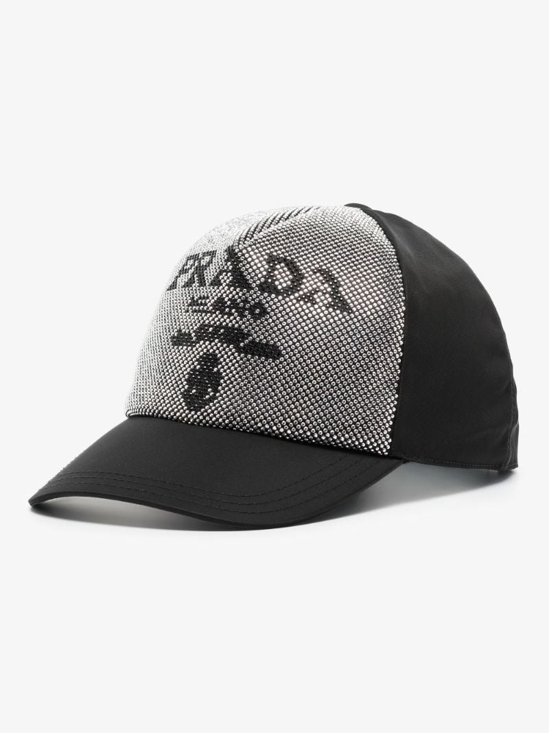 Black Re-nylon Logo Studded Baseball Cap