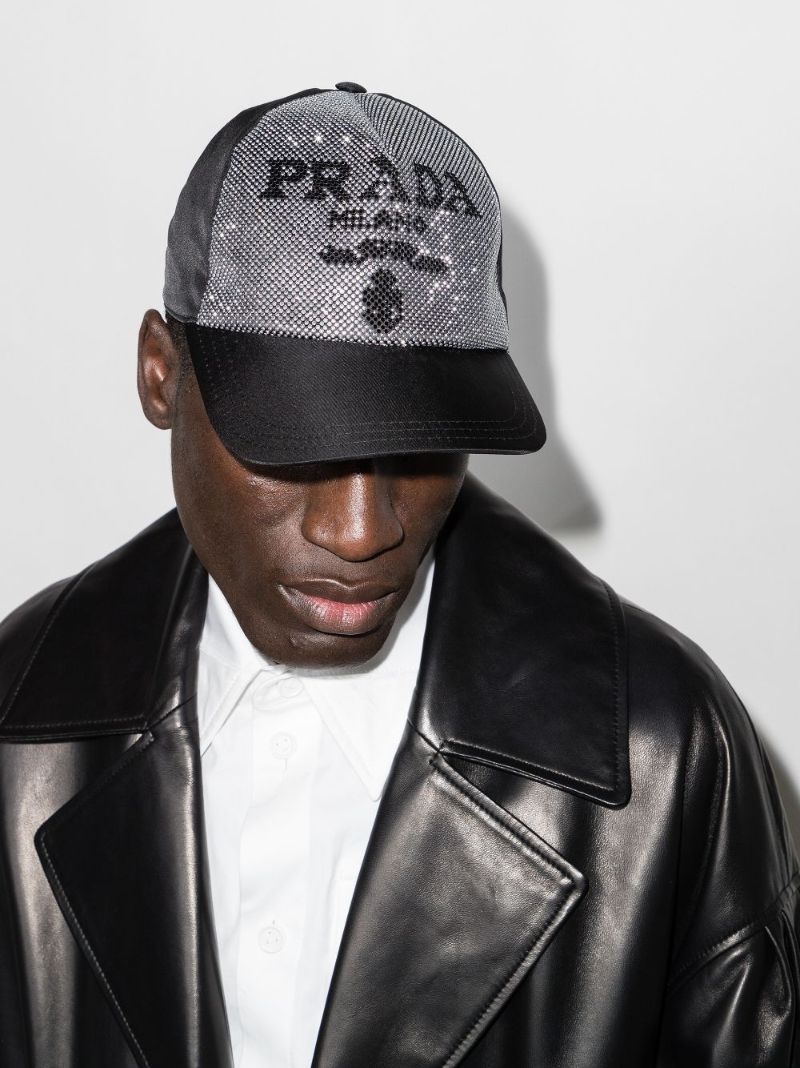 Black Re-nylon Logo Studded Baseball Cap