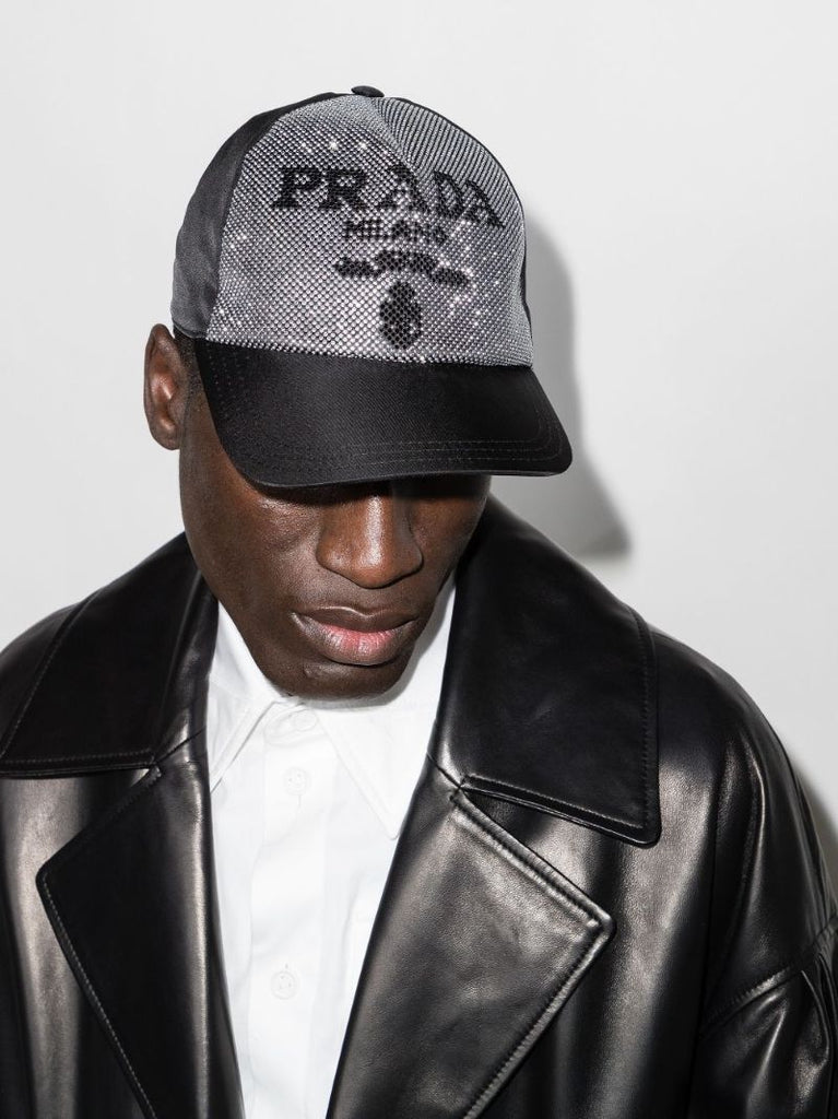 Black Re-nylon Logo Studded Baseball Cap