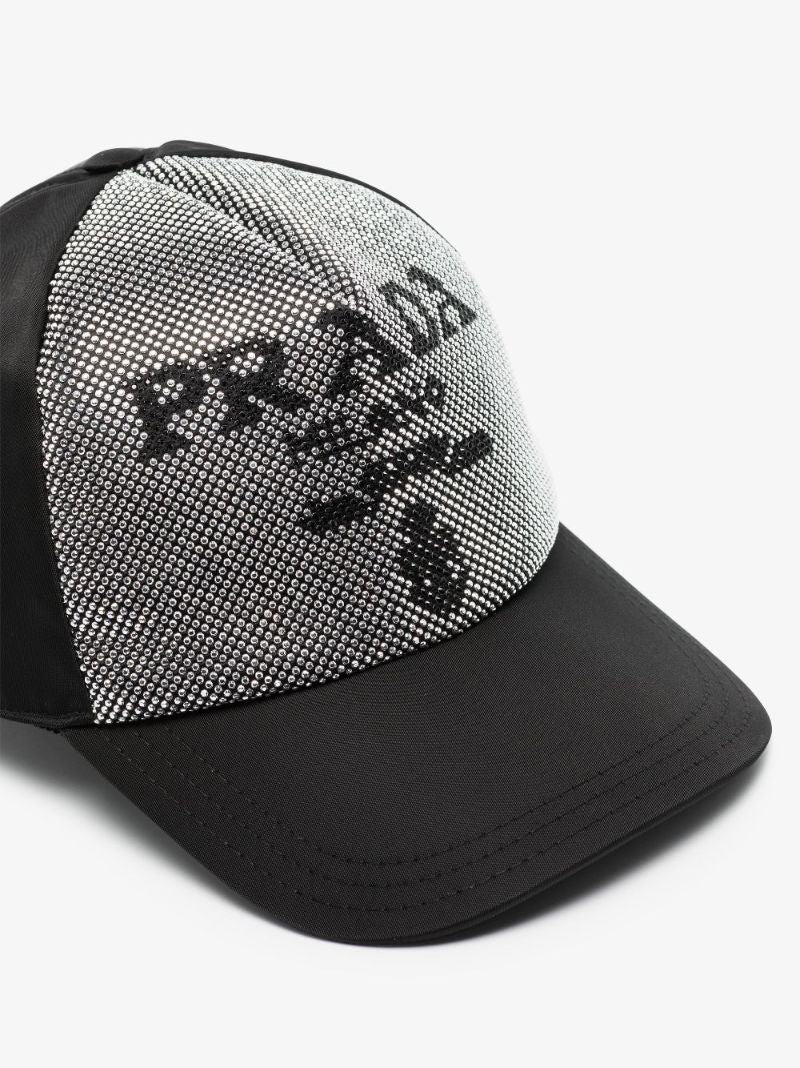 Black Re-nylon Logo Studded Baseball Cap