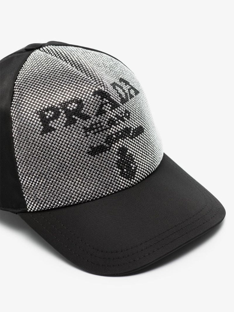 Black Re-nylon Logo Studded Baseball Cap