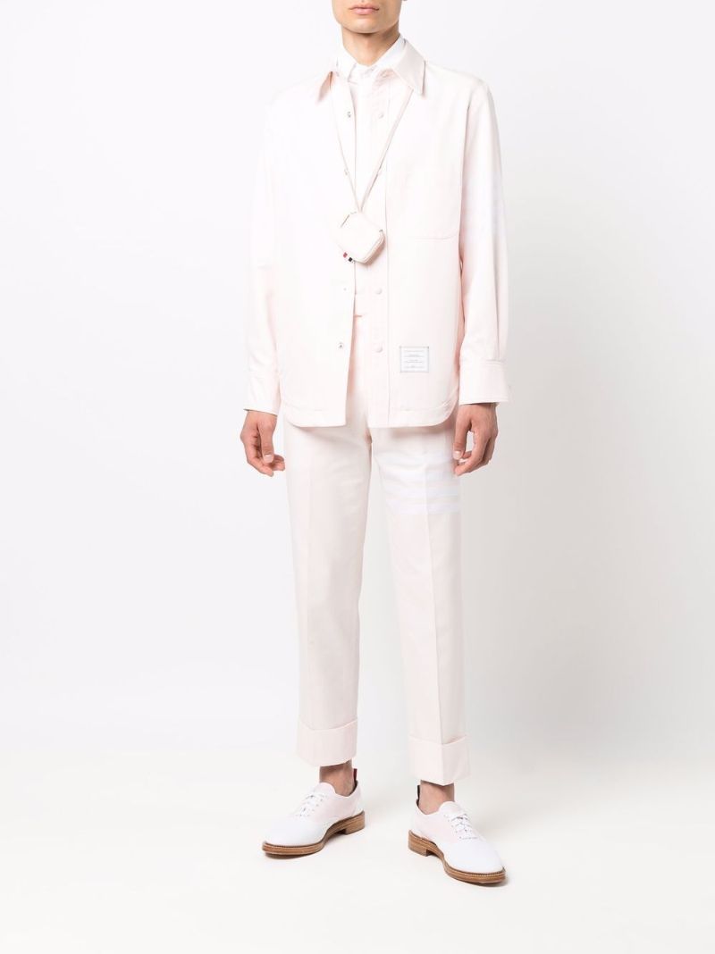 Pink 4-bar Stripe Cotton Shirt Jacket