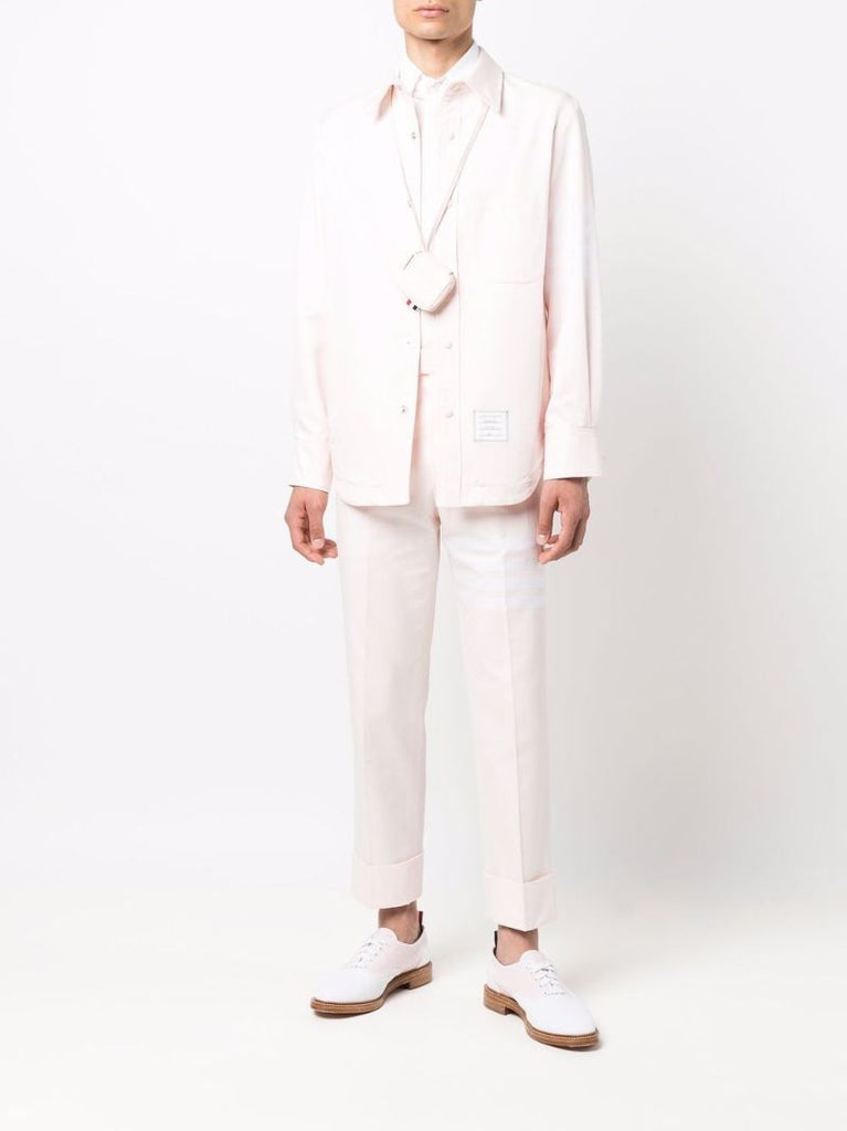 Pink 4-bar Stripe Cotton Shirt Jacket