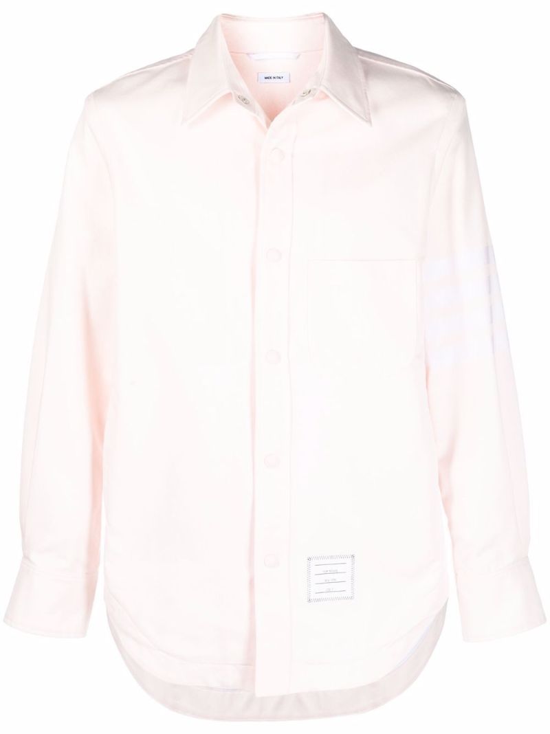 Pink 4-bar Stripe Cotton Shirt Jacket