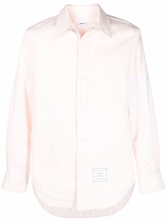 Pink 4-bar Stripe Cotton Shirt Jacket