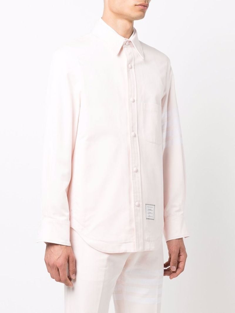 Pink 4-bar Stripe Cotton Shirt Jacket