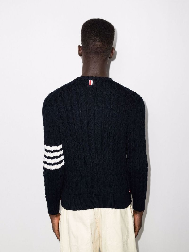 Blue 4-bar Stripe Cotton Sweater