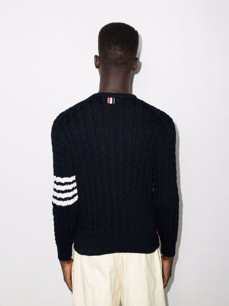 Blue 4-bar Stripe Cotton Sweater