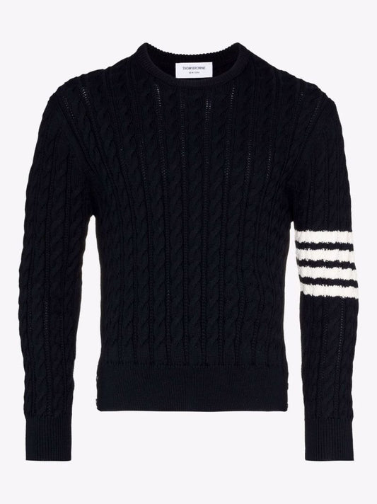 Blue 4-bar Stripe Cotton Sweater