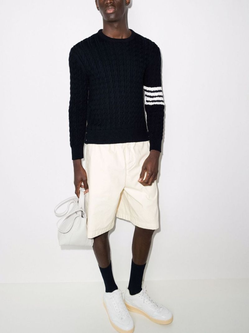 Blue 4-bar Stripe Cotton Sweater