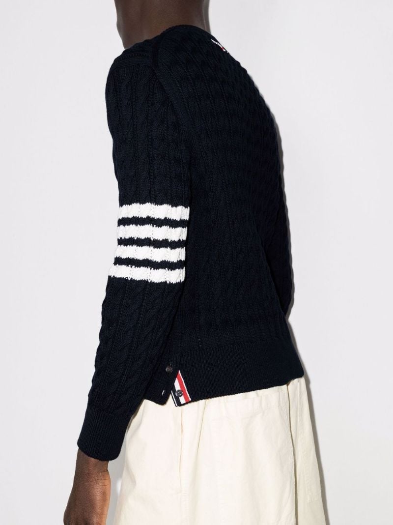 Blue 4-bar Stripe Cotton Sweater