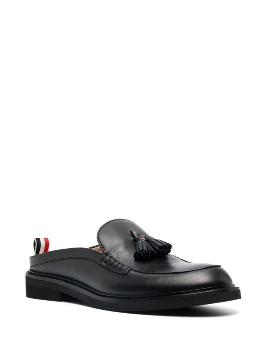 Black Tassel Leather Loafers