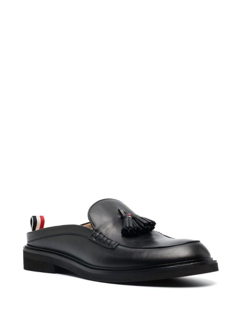 Black Tassel Leather Loafers