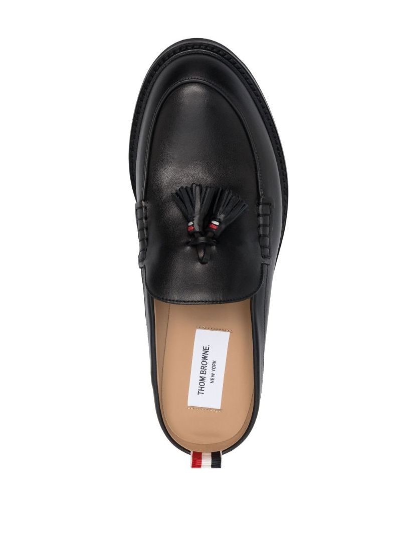 Black Tassel Leather Loafers