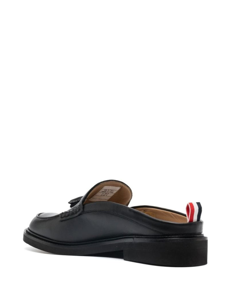 Black Tassel Leather Loafers